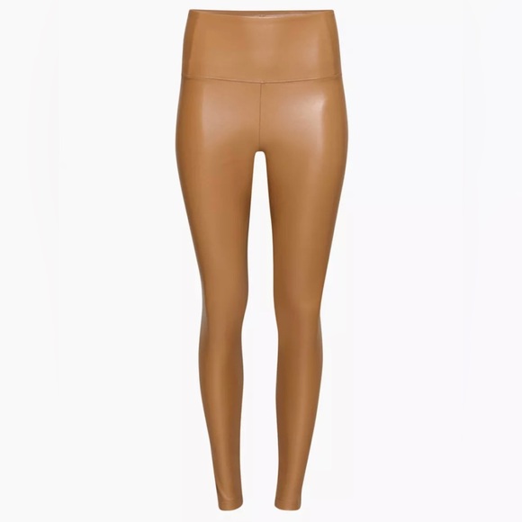 Aritzia Wilfred Free Daria vegan leather legging 2XS short Cognac colour NWT - Picture 1 of 3